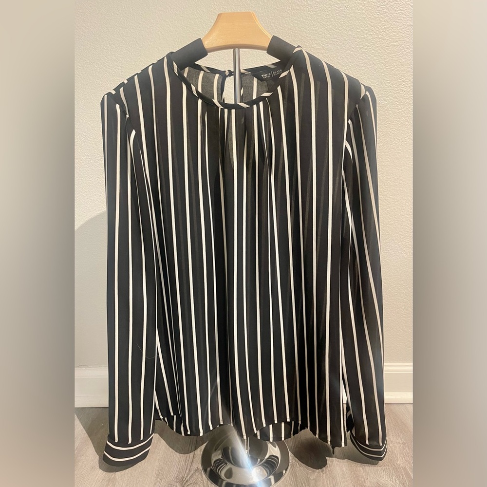 WHBM, Long Sleeve Striped Blouse
